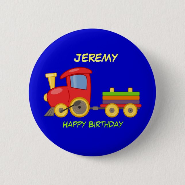 Macaron Rond 5 Cm Joyeux anniversaire, Toy Train, modèle (Devant)