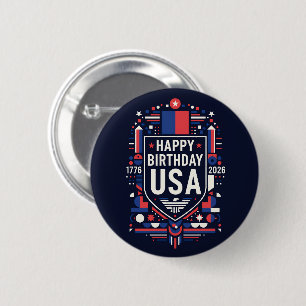 Macaron Rond 5 Cm Joyeux anniversaire USA 250