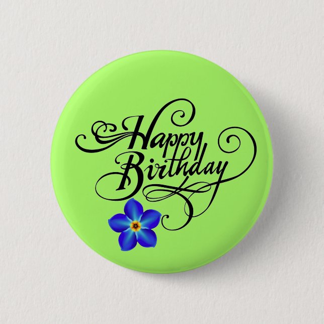 Macaron Rond 5 Cm Joyeux anniversaire vert (Devant)