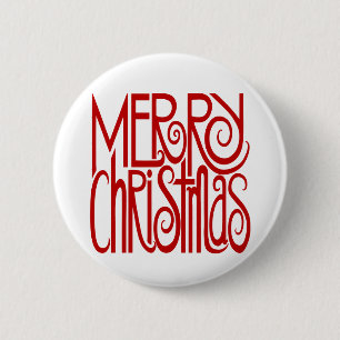 Macaron Rond 5 Cm Joyeux Bouton rouge Noël