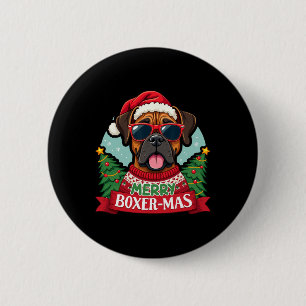 Macaron Rond 5 Cm Joyeux Boxer-mas Jote Boxer Chien Noël
