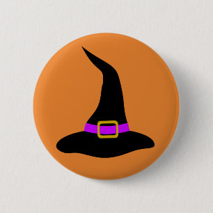 Macaron Rond 5 Cm Joyeux Casquette de sorcière Halloween