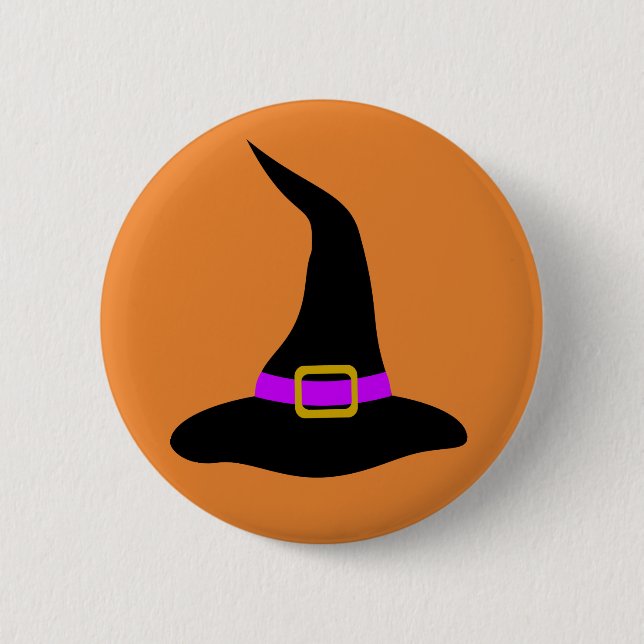 Macaron Rond 5 Cm Joyeux Casquette de sorcière Halloween (Devant)