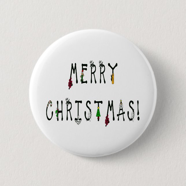 Macaron Rond 5 Cm Joyeux décor de Noël (Devant)