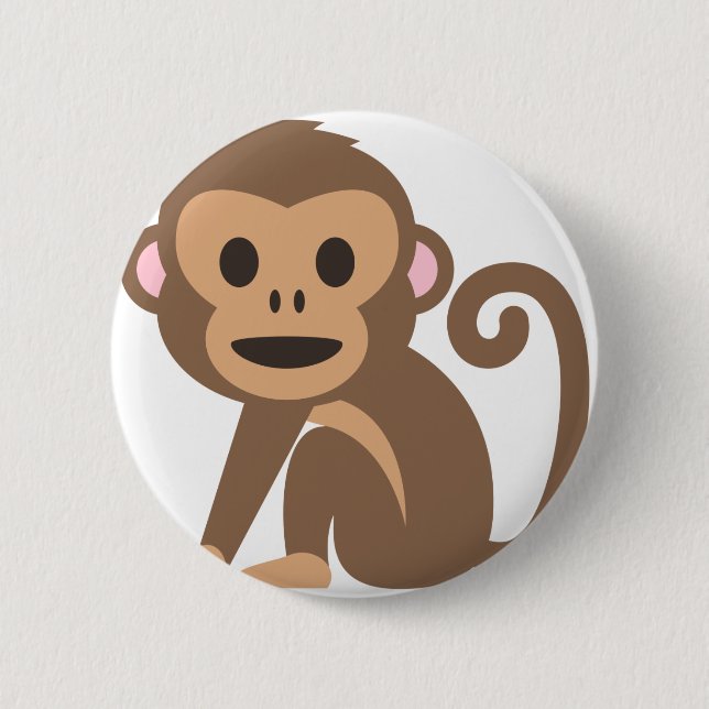 Macaron Rond 5 Cm Joyeux dessin de singe (Devant)