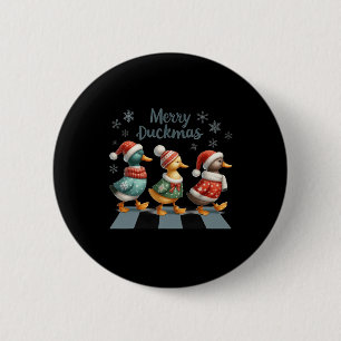 Macaron Rond 5 Cm Joyeux Duckmas Drôle Amoureux de canard Santa Hat 