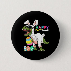 Macaron Rond 5 Cm Joyeux Eastrawr T Rex Lapin de Pâques Dinosaure Œu