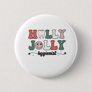 Macaron Rond 5 Cm Joyeux et Hygiéniste dentaire dentiste Noël Père N