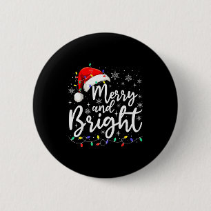 Macaron Rond 5 Cm Joyeux et lumineux lumières de Noël Père Noël Homm