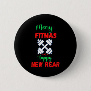 Macaron Rond 5 Cm Joyeux Fitmas et bonne année au derrière Fitness d