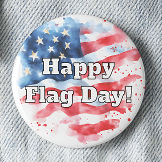 Macaron Rond 5 Cm Joyeux Flag Day Aquarelle Drapeau Américain Pinbac