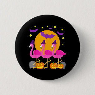Macaron Rond 5 Cm Joyeux Flamingoween Drôle de Flamant Halloween