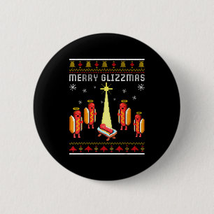 Macaron Rond 5 Cm Joyeux Glizzmas Hot Dog Drôle de Noël Sweat Ugly
