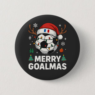 Macaron Rond 5 Cm Joyeux Goalmas France - Football de Noël drôle