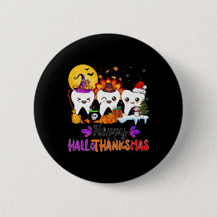 Macaron Rond 5 Cm Joyeux Hallothanksmas Dents Halloween Thanksgiving