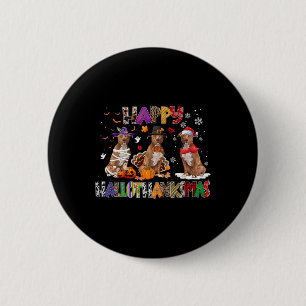 Macaron Rond 5 Cm Joyeux Hallothanksmas Pitbull Amoureux des chiens 