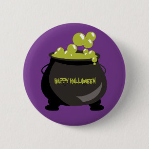 Macaron Rond 5 Cm Joyeux Halloween Chaudron Potion Verte Violette