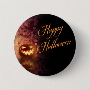 Macaron Rond 5 Cm Joyeux Halloween Jack O'Lantern noir et orange