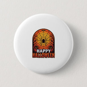 Macaron Rond 5 Cm Joyeux Halloween Toile d'araignée Design de gravur