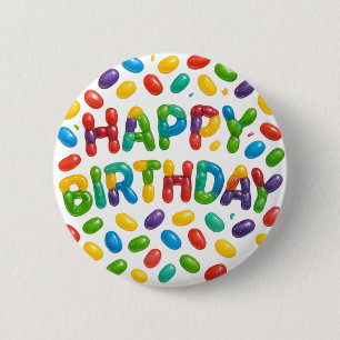 Macaron Rond 5 Cm Joyeux haricots Jelly Birthday