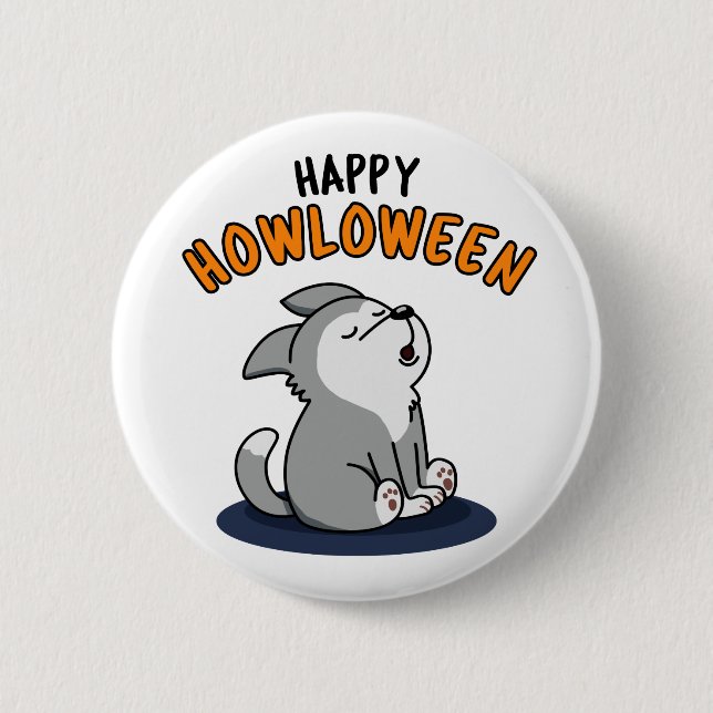 Macaron Rond 5 Cm Joyeux Howloween Funny Chien Chien Pun (Devant)