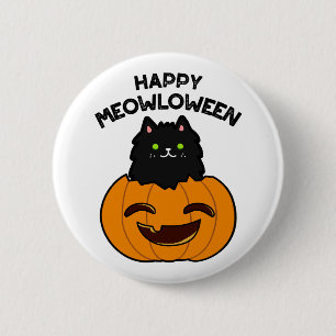 Macaron Rond 5 Cm Joyeux jeu de chat noir Meowloween Cute Halloween