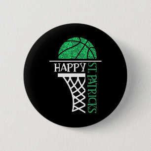 Macaron Rond 5 Cm Joyeux joueur de basket-ball Shamrock Jour de la S