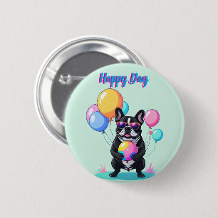 Macaron Rond 5 Cm Joyeux jour de Bulldog français Französische Bulld