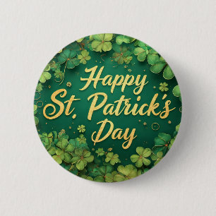 Macaron Rond 5 Cm Joyeux jour de la Saint-Patrick dessin de trèfle