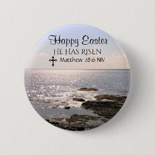 Macaron Rond 5 Cm Joyeux Jour de Pâques Christ a ressuscité Ocean Ph