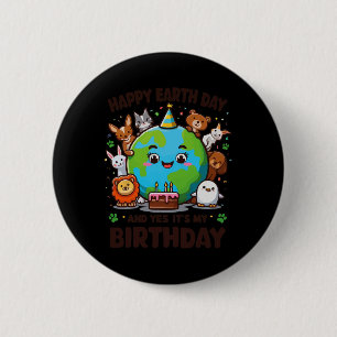 Macaron Rond 5 Cm Joyeux Jour des terres C'est mon anniversaire Né s