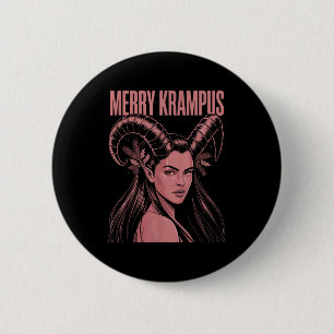 Macaron Rond 5 Cm Joyeux Krampus Ironique Lilith Noël Féminin Sombre