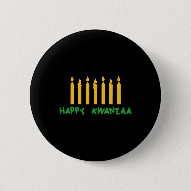 Macaron Rond 5 Cm Joyeux Kwanzaa Kinara Sept Bougies Principes De K (Devant)