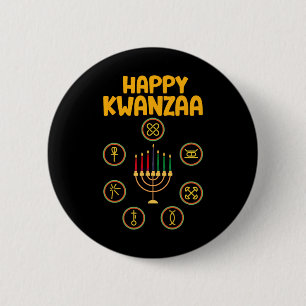 Macaron Rond 5 Cm Joyeux Kwanzaa Sept Principes De Kwanzaa Kinara M