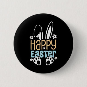 Macaron Rond 5 Cm Joyeux Lapin De Pâques - Joli Design De Pâques Pou