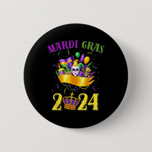 Macaron Rond 5 Cm Joyeux Mardi Gras 2024 Carnaval de Tee Mardi Gras 