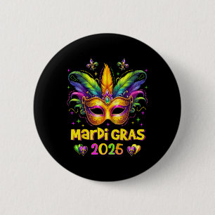 Macaron Rond 5 Cm Joyeux Mardi Gras Carnaval Mardi Gras Mask 2025 Je