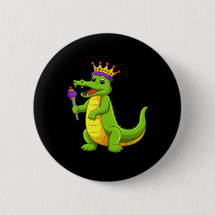 Macaron Rond 5 Cm Joyeux Mardi Gras King Crocodile Funny Mardi Gras 