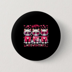 Macaron Rond 5 Cm Joyeux Meowentines Mignons Chats de la Saint-Valen