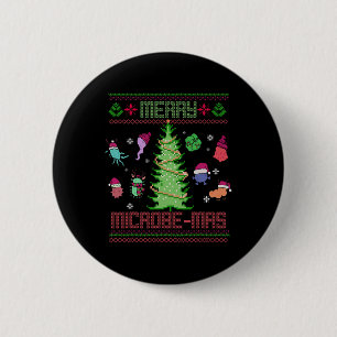Macaron Rond 5 Cm Joyeux Microbe-mas Microbiologie Scientifiques Noë