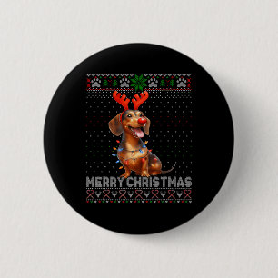 Macaron Rond 5 Cm Joyeux Noël Amoureux des chiens Noël laid Noël