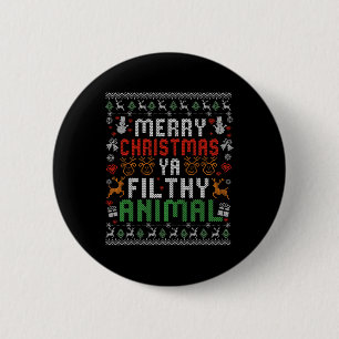 Macaron Rond 5 Cm Joyeux Noël Animal Immonde Ya Xmas Chemise de Pyja
