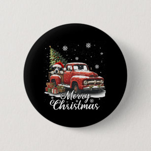 Macaron Rond 5 Cm Joyeux Noël Australien Berger Chien chevauchant Ro