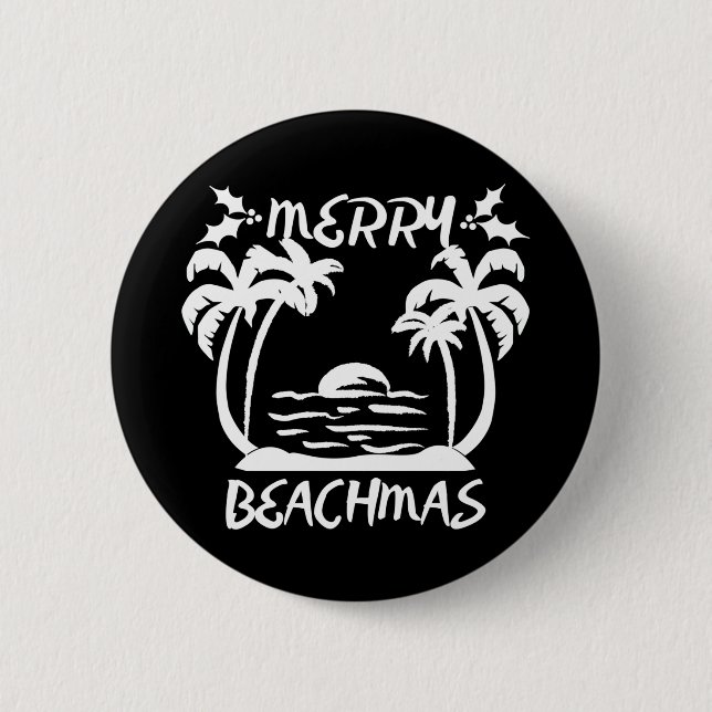 Macaron Rond 5 Cm Joyeux Noël Beachmas En Juillet (Devant)