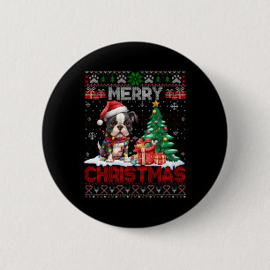 Macaron Rond 5 Cm Joyeux Noël Boston Terrier Amoureux de les chiens