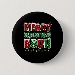Macaron Rond 5 Cm Joyeux Noël Bruh Rouge Vert Rouge Plaqué Feux de N