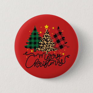 Macaron Rond 5 Cm Joyeux Noël Carreaux & Arbres à Imprimer Animaux