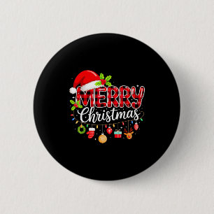 Macaron Rond 5 Cm Joyeux Noël Chapeau Rouge de Père Noël Renne Noël