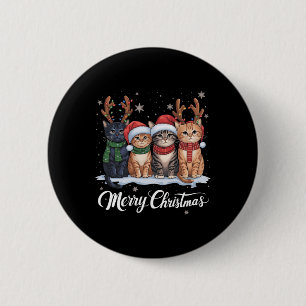 Macaron Rond 5 Cm Joyeux Noël Chat Noël Light Reindeer Père Noël