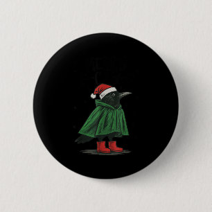Macaron Rond 5 Cm Joyeux Noël corbeau noir drôle F-caw-f Merry Xma